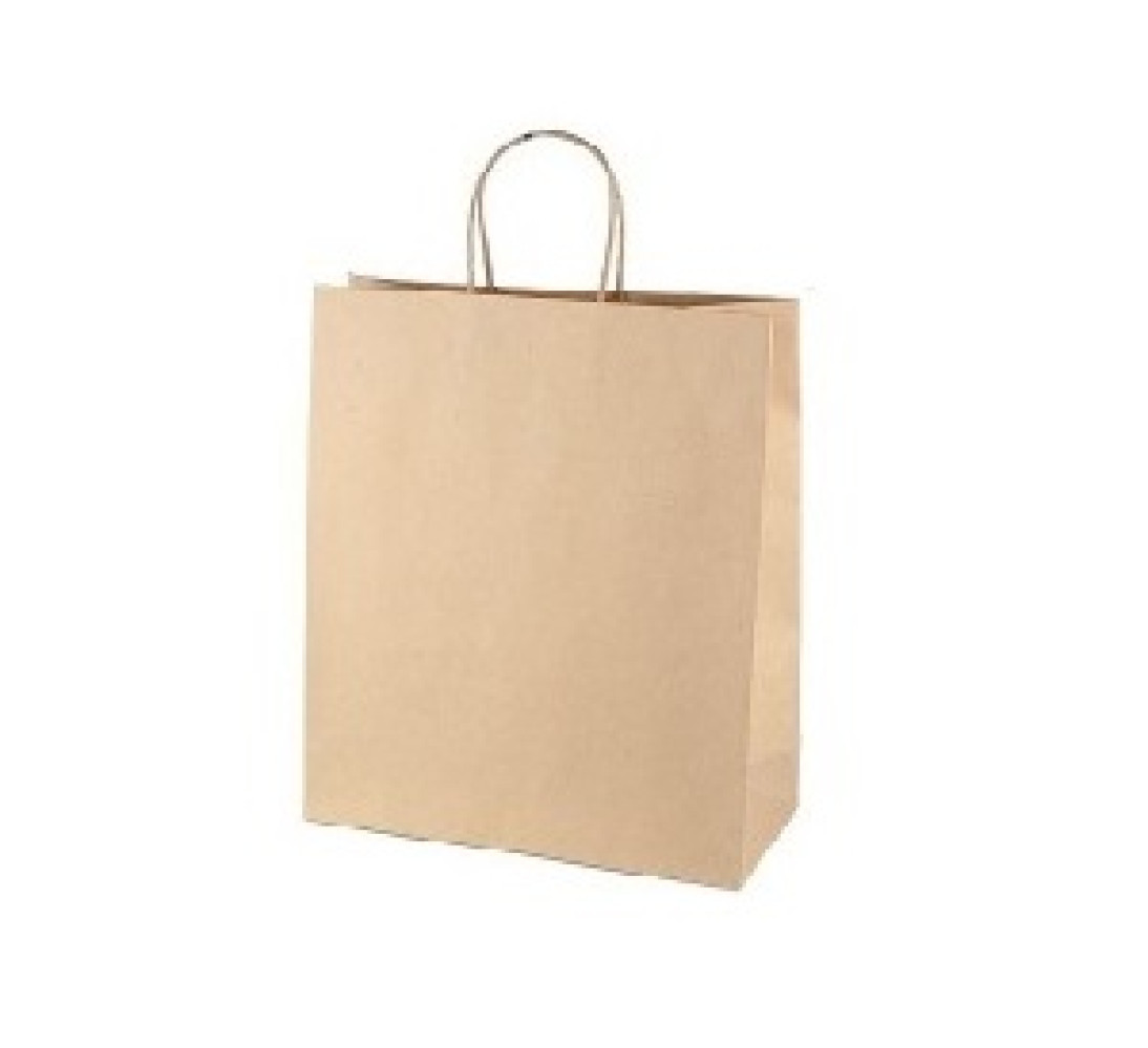 Пакет бумажный крафт с кручеными ручками 190х250х100 мм 90 г/м2 25 шт/уп