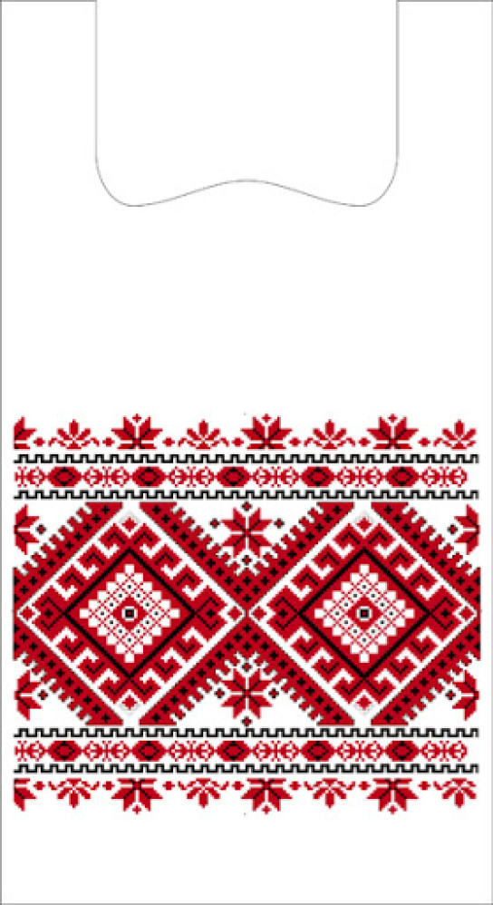 Пакет майка полиэтиленовый с печатью Вышиванка 300х500 мм 17 мкм 100 шт/уп