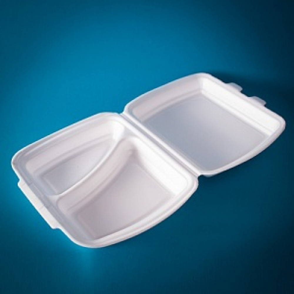 Ланч бокс из вспененного полистирола 2-х секционный НР-2 белый 250х210х70 мм 125 шт/уп