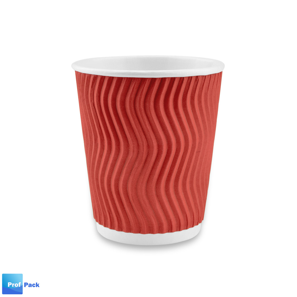Стакан бумажный гофрированный красный 175 мл 20 шт/уп (кр70, d70)