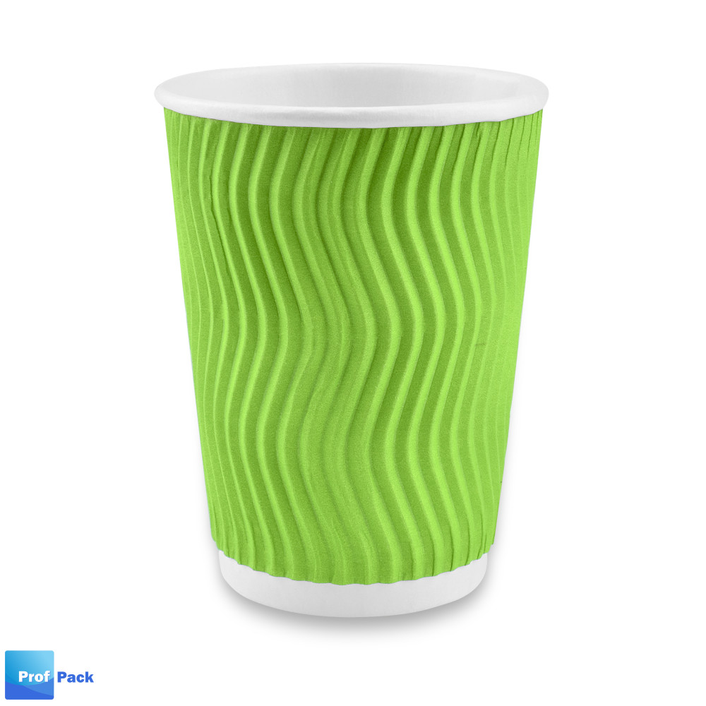 Стакан бумажный гофрированный зеленый 400 мл 15 шт/уп (кр91, d91)