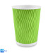 Стакан бумажный гофрированный зеленый 400 мл 15 шт/уп (кр91, d91)