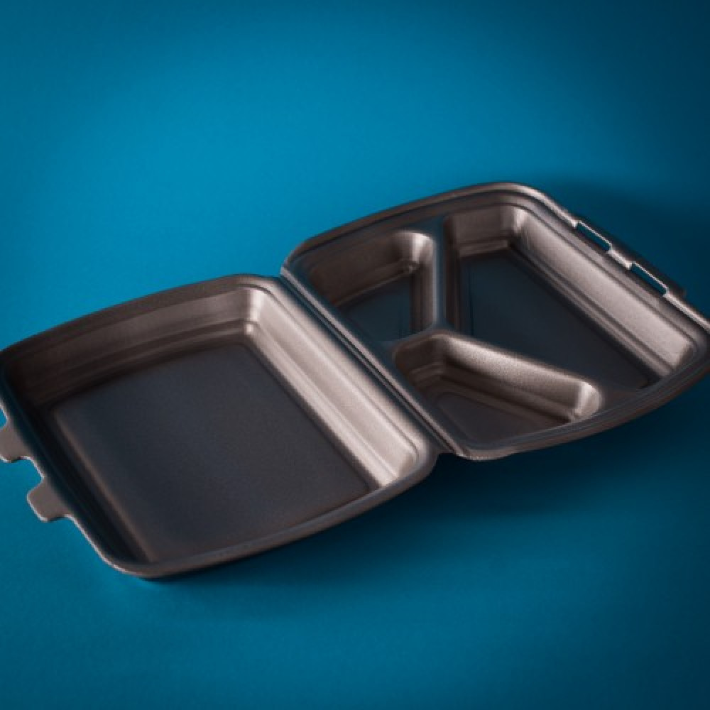 Ланч бокс из вспененного полистирола 3-х секционный НР-3 черный 250х210х70 мм 125 шт/уп