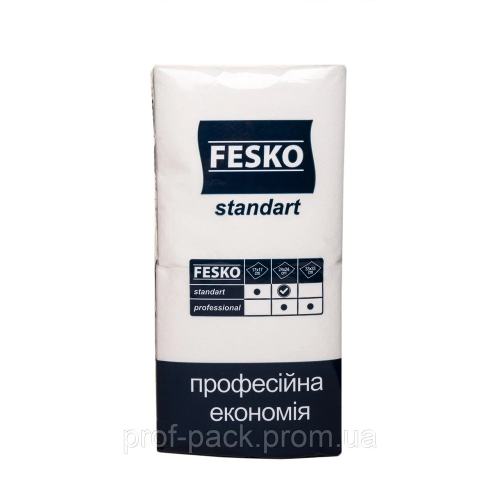 Салфетка 24х24см, 1-но слойная белая, Феско, 450 листов/уп