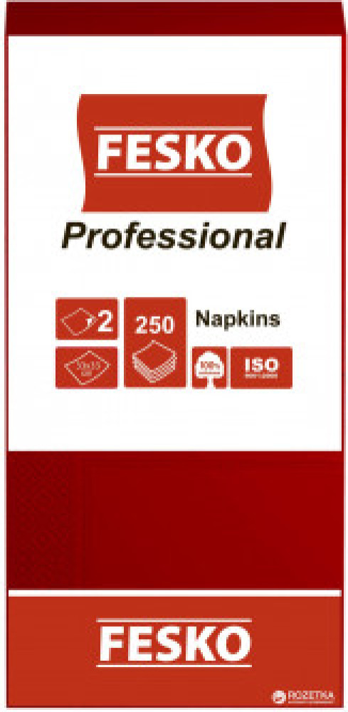 Салфетка 33х33см, 2-х слойная красная, тм Феско, 250 шт/уп