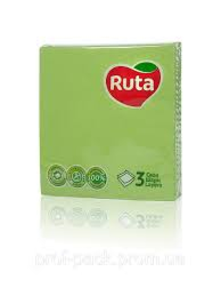 Салфетка 33х33см, 3-х слойная зелёная, тм Рута, 20 шт/уп 