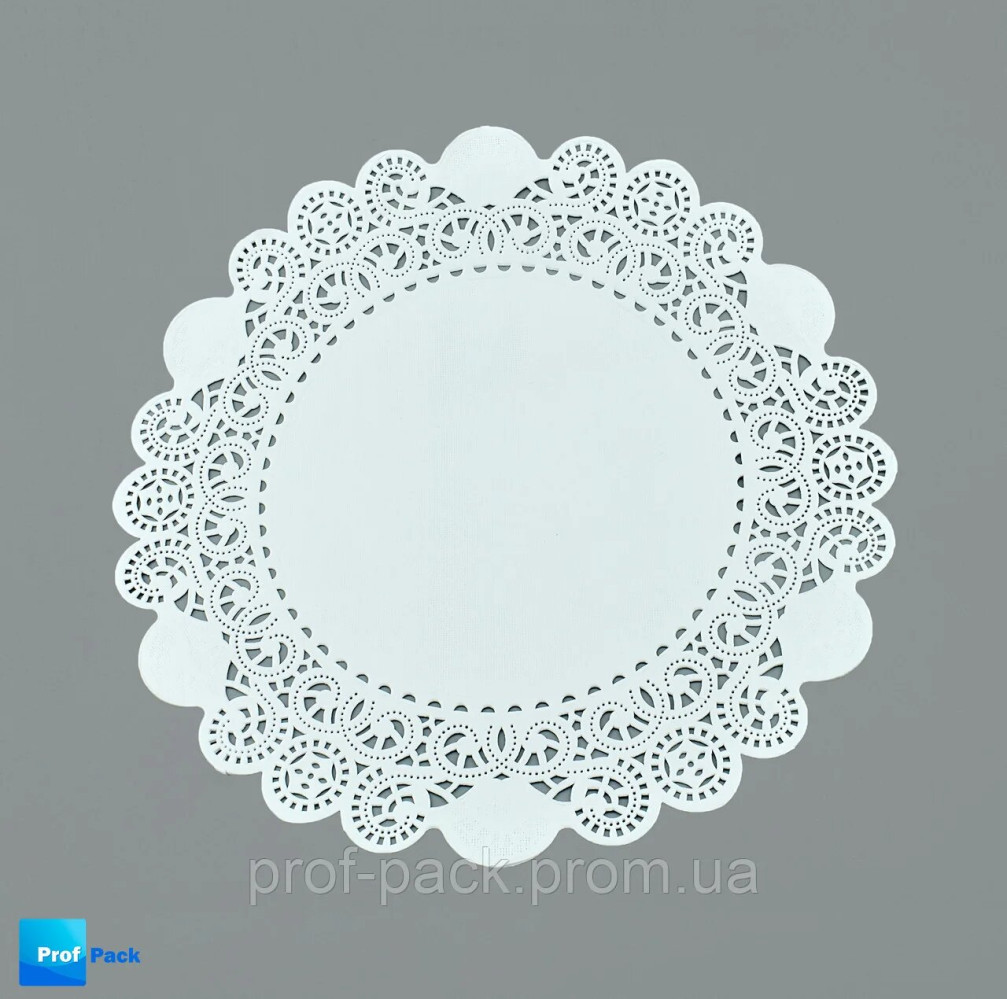 Ажурная салфетка, бумажная, круглая, белая, Индонезия, 270 мм, 100 шт/уп