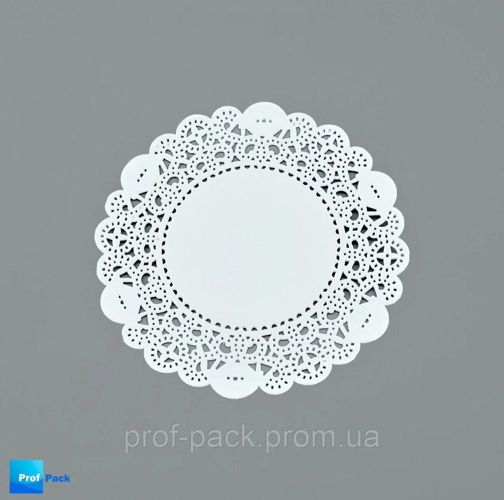Ажурная салфетка, бумажная, круглая, белая, Индонезия, 100 мм, 100 шт/уп