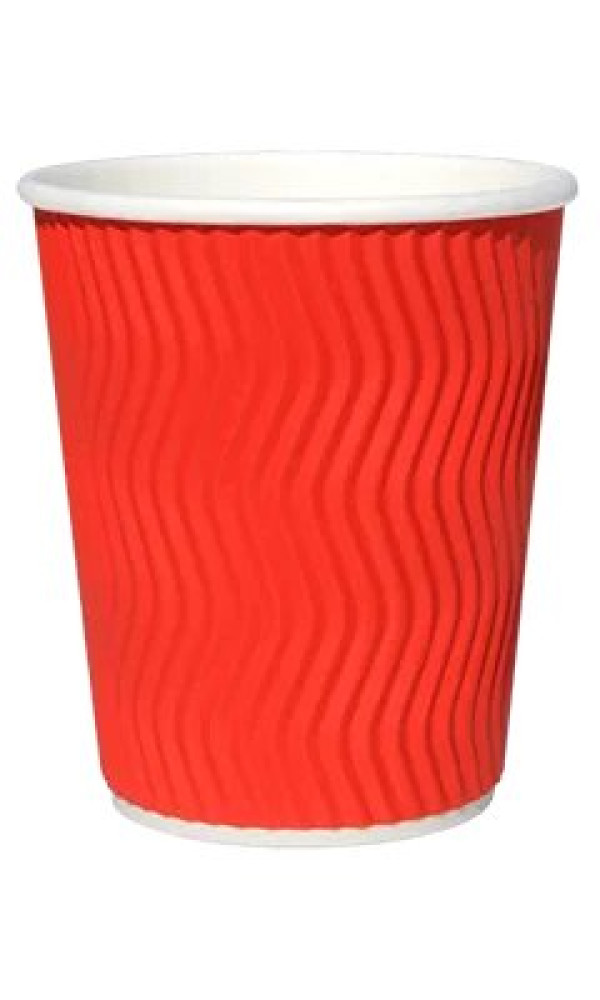 Стакан бумажный гофрированный красный 250 мл 20 шт/уп (кр75, d75)