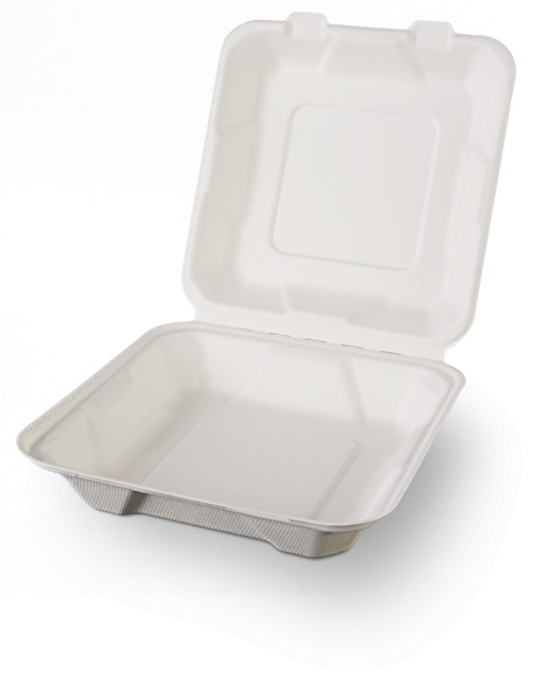 Ланч бокс из сахарного тростника 205х205х65 мм, FMB 1, белый, 50 шт/уп