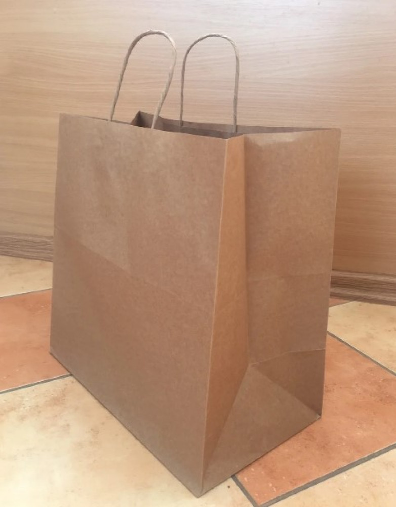 Пакет бумажный крафт с кручеными ручками 230х350х110 мм 80 г/м2 25 шт/уп