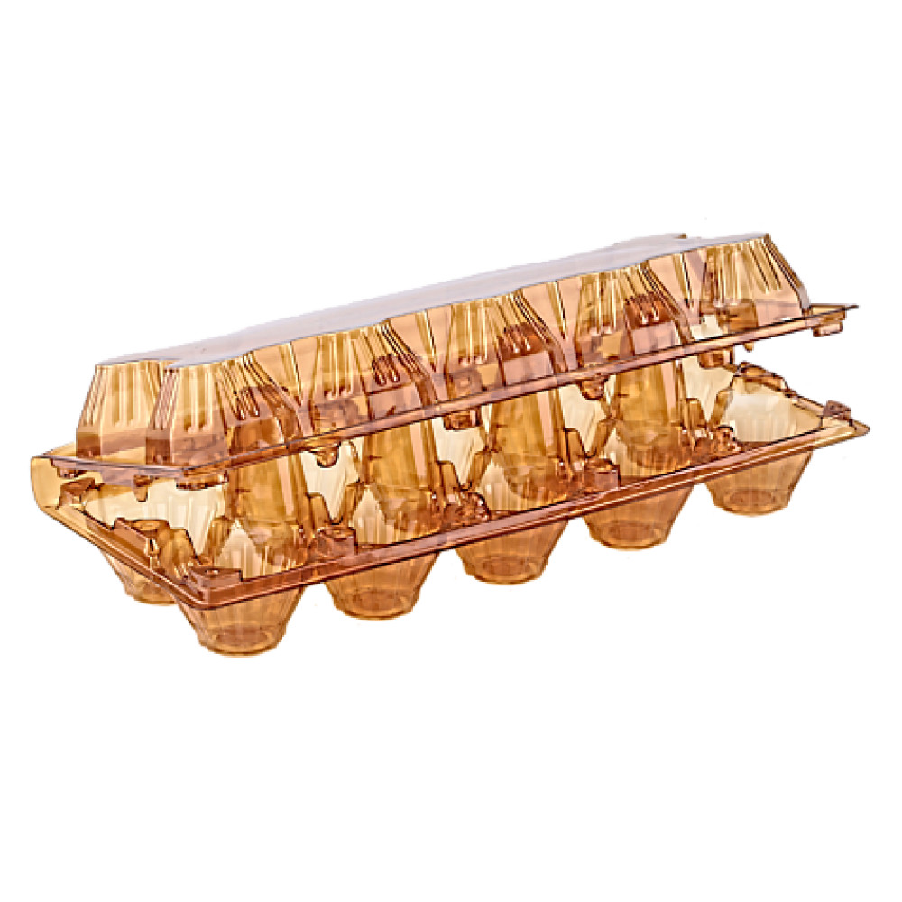 Упаковка для куриных яиц 10 ячеек пластиковая коричневая 250х105х70 мм 1 шт (600 шт/ящ)