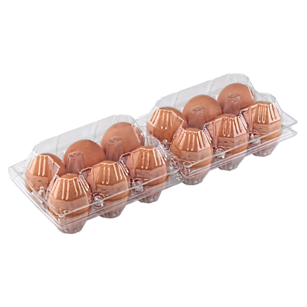 Упаковка для куриных яиц 12 ячеек (6х2) пластиковая прозрачная 301х108х70 мм 1 шт (300 шт/ящ)
