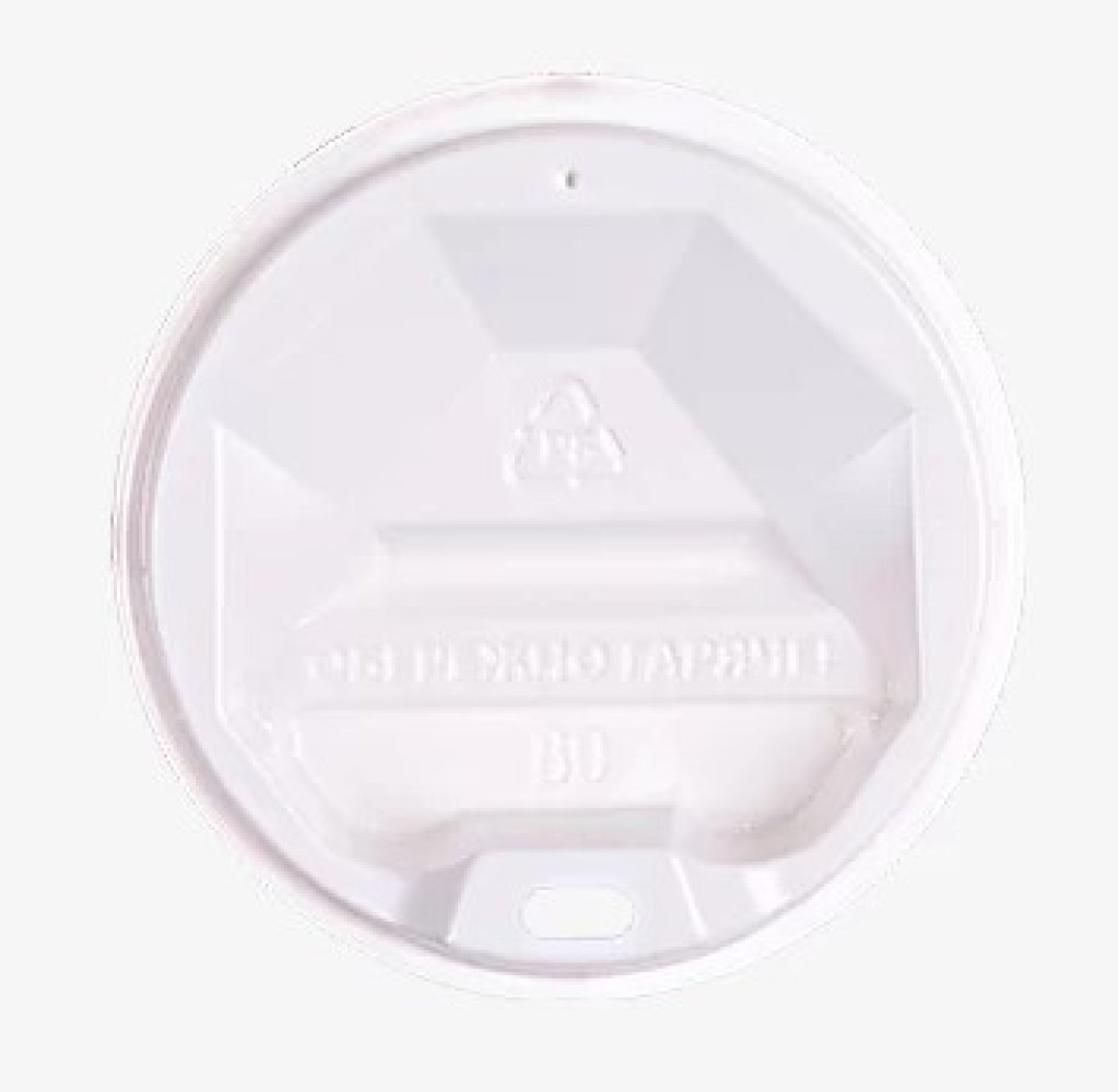 Крышка d=75 для бумажного стакана, белая с поилкой, 50 шт/уп