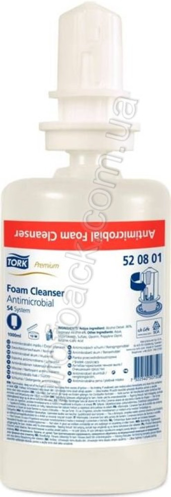 Мыло-пена Tork Premium,  для кожи рук с антибактериальным эффектом, 2500 порций, 1000мл