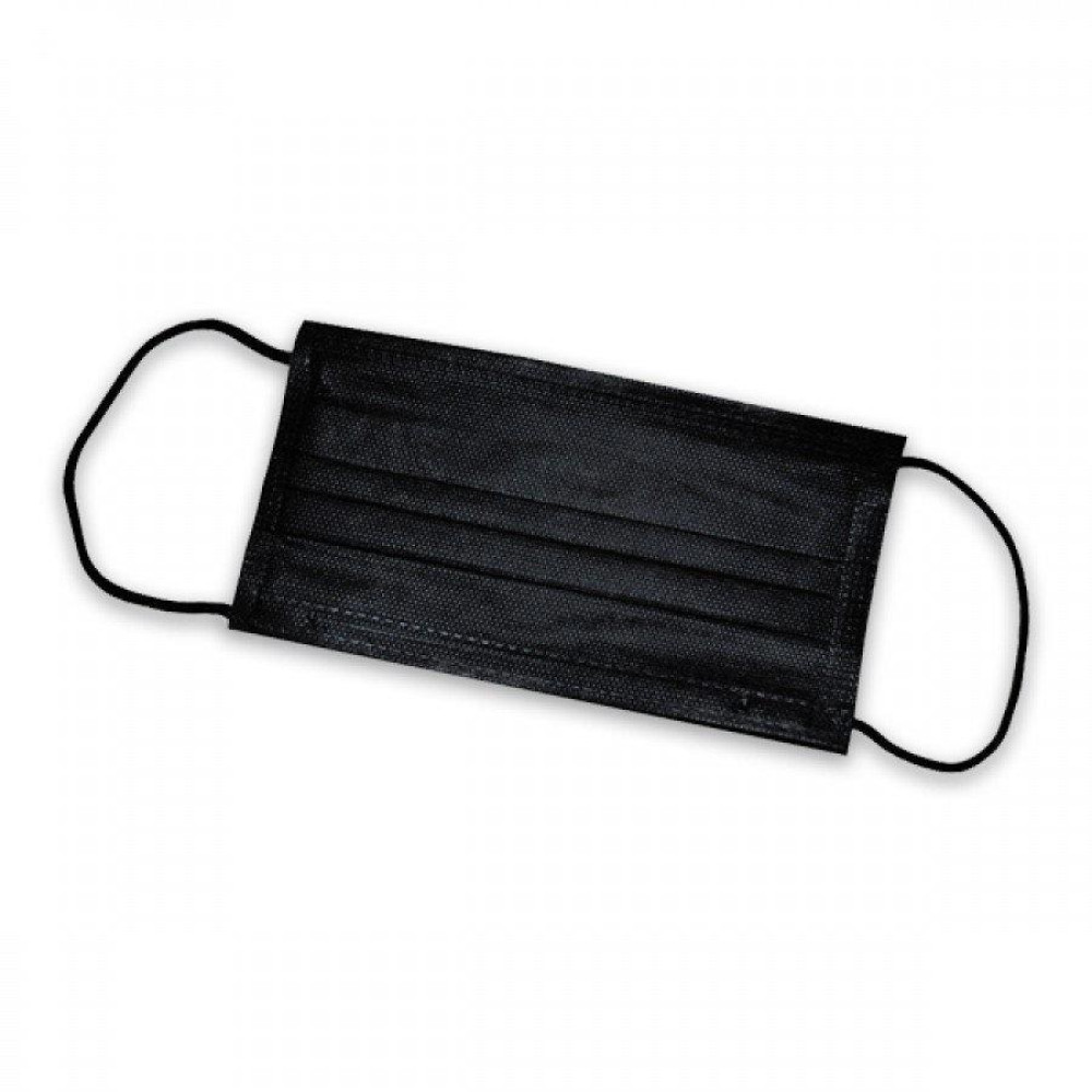 Маска медицинская трехслойная, с носовым фиксатором, черная, 1 шт
