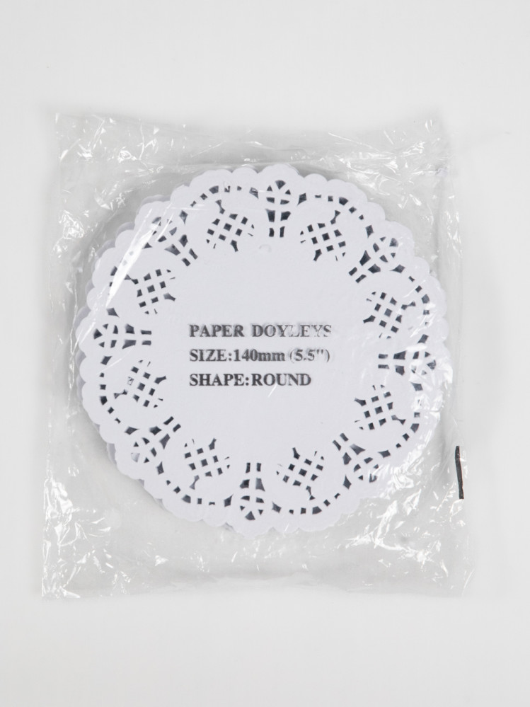 Ажурная салфетка, бумажная, круглая, белая, 140 мм (5,5"), PAPER DOYLEYS, 100 шт/уп