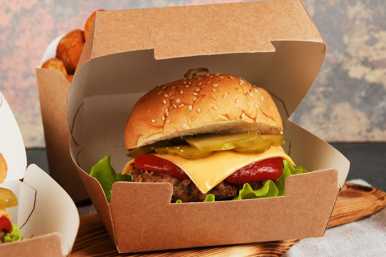 Упаковка для бургера крафт 117х117х70 мм 25 шт/уп