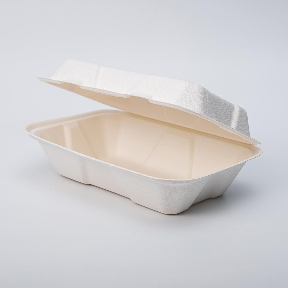 Ланч бокс из сахарного тростника белый 228х156х80 мм 50 шт/уп