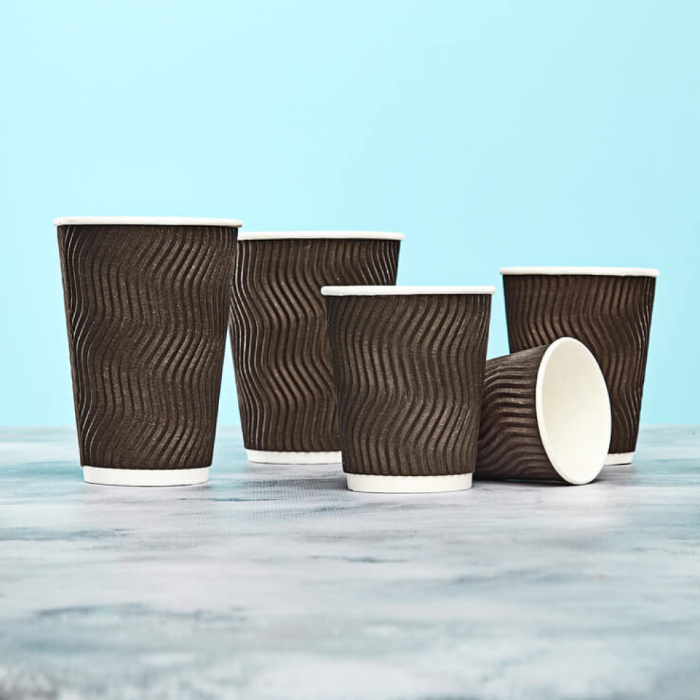 Стакан бумажный гофрированный коричневый 500 мл 15 шт/уп (кр91, d91)