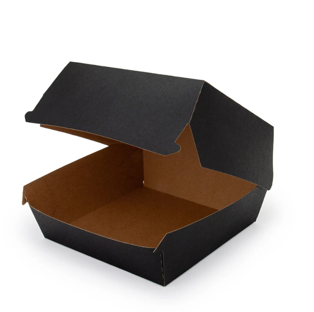 Упаковка для бургера черная с крафт дном 115х115х70 мм 1 шт (100 шт/уп)