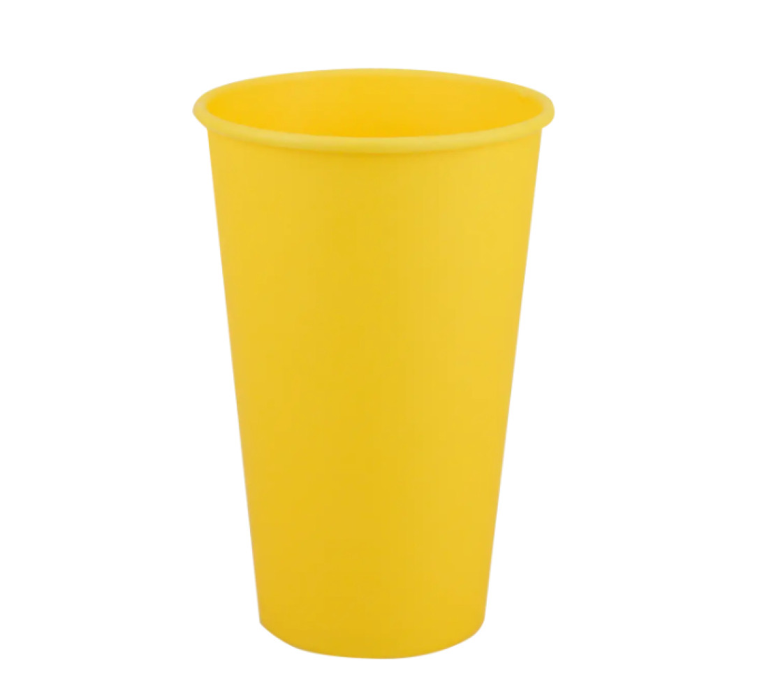 Стакан бумажный желтый 500 мл 35 шт/уп (кр91, d91)