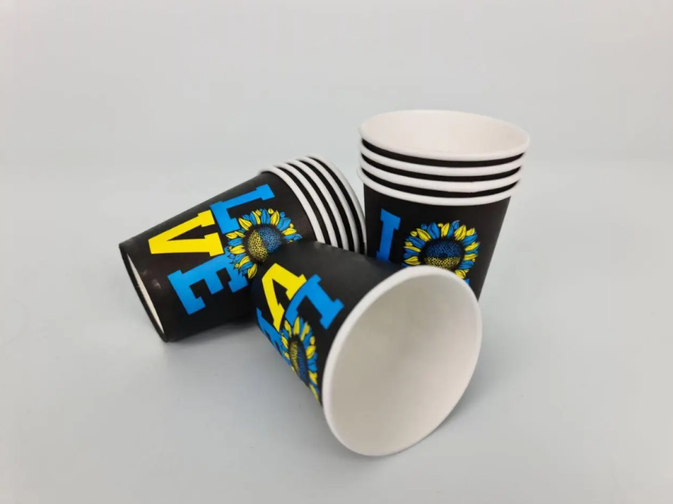 Стакан бумажный с рисунком Love 340 мл 50 шт/уп (кр80, d80)