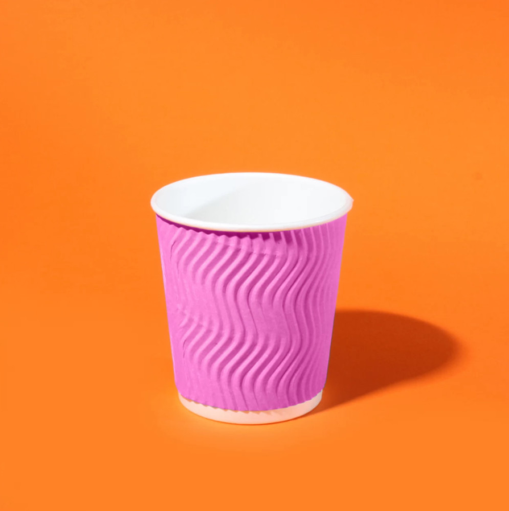 Стакан бумажный гофрированный лавандовый 250 мл 20 шт/уп (кр75, d75)