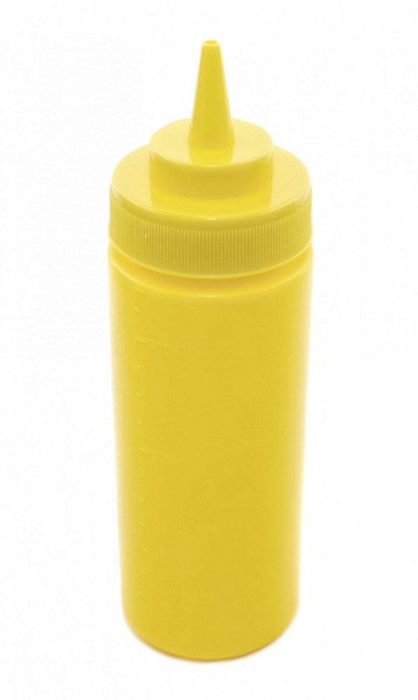 Бутылка для соусов пластиковая с мерной шкалой желтая 360 мл