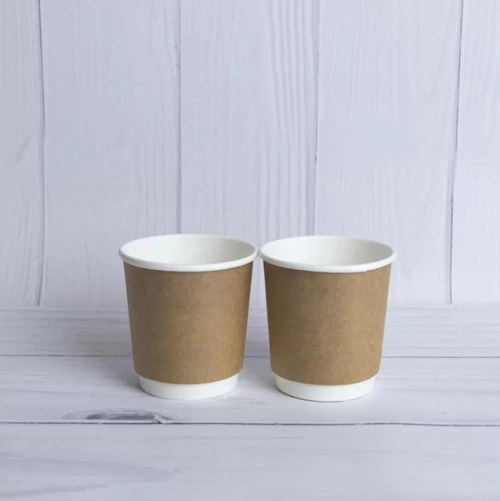 Стакан бумажный 2-х слойный крафт-белый 110 мл 15 шт/уп