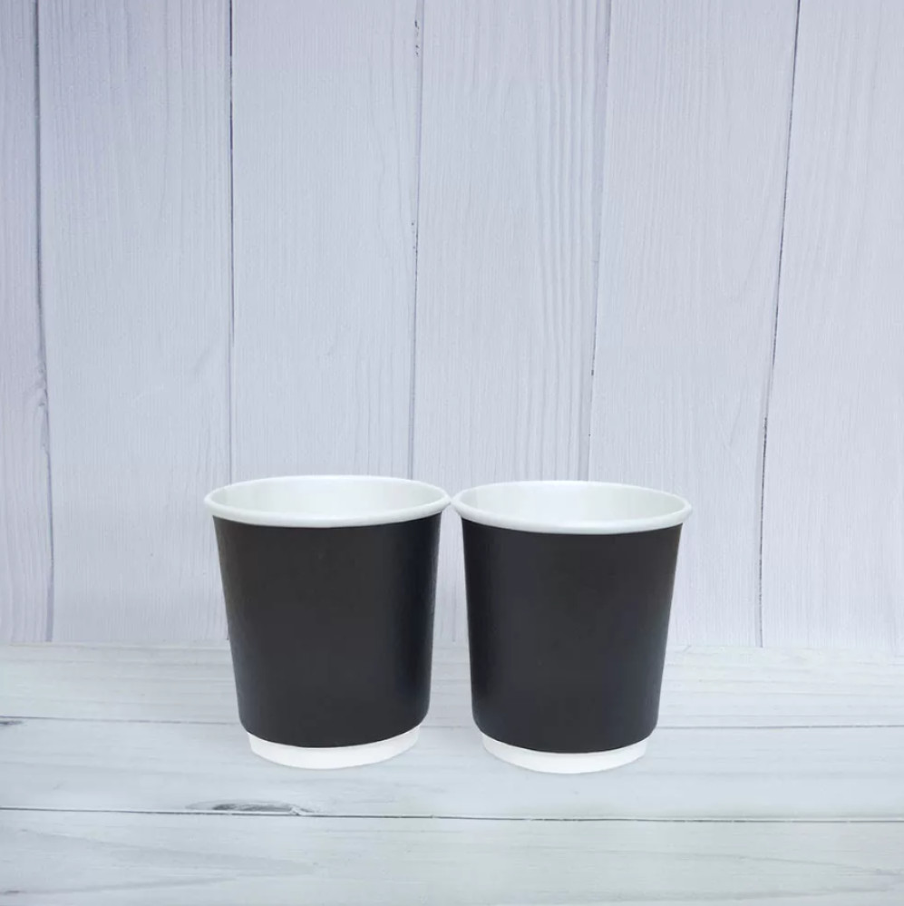 Стакан бумажный 2-х слойный черный-белый 110 мл 15 шт/уп