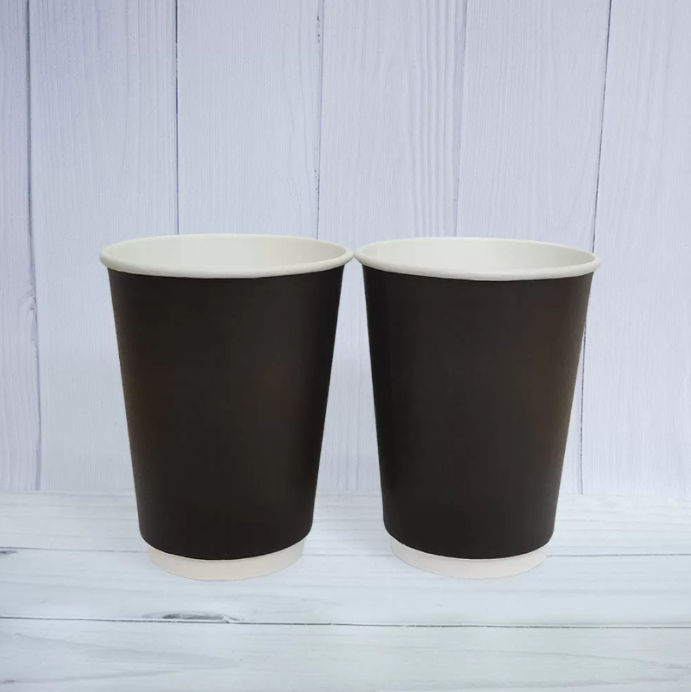 Стакан бумажный 2-х слойный черный-белый 400 мл 20 шт/уп (кр90, d90)