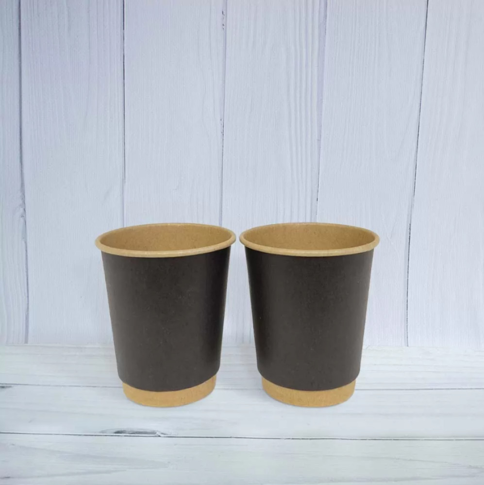 Стакан бумажный 2-х слойный черный-крафт 185 мл 15 шт/уп (кр70, d70)