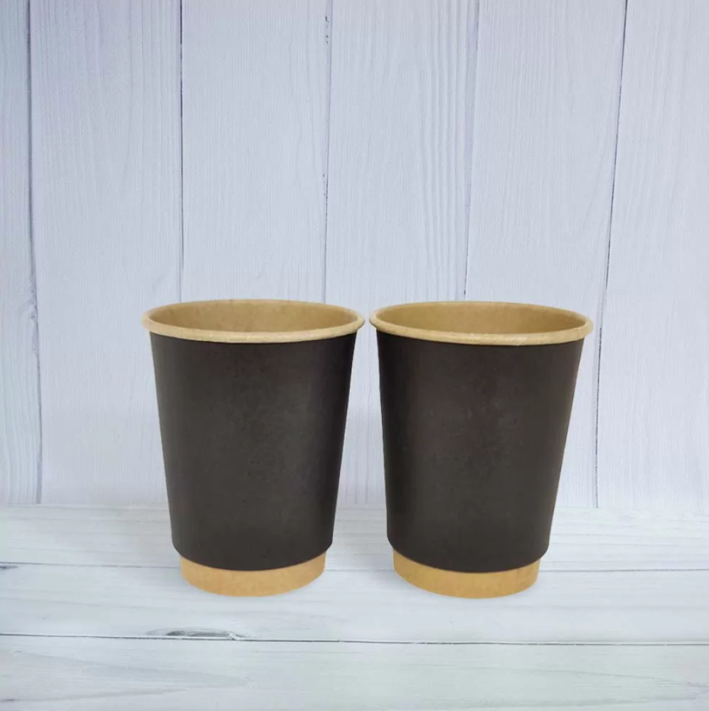 Стакан бумажный 2-х слойный черный-крафт 250 мл 15 шт/уп (кв78)