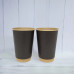 Стакан бумажный 2-х слойный черный-крафт 320 мл 15 шт/уп (кр80, d80)