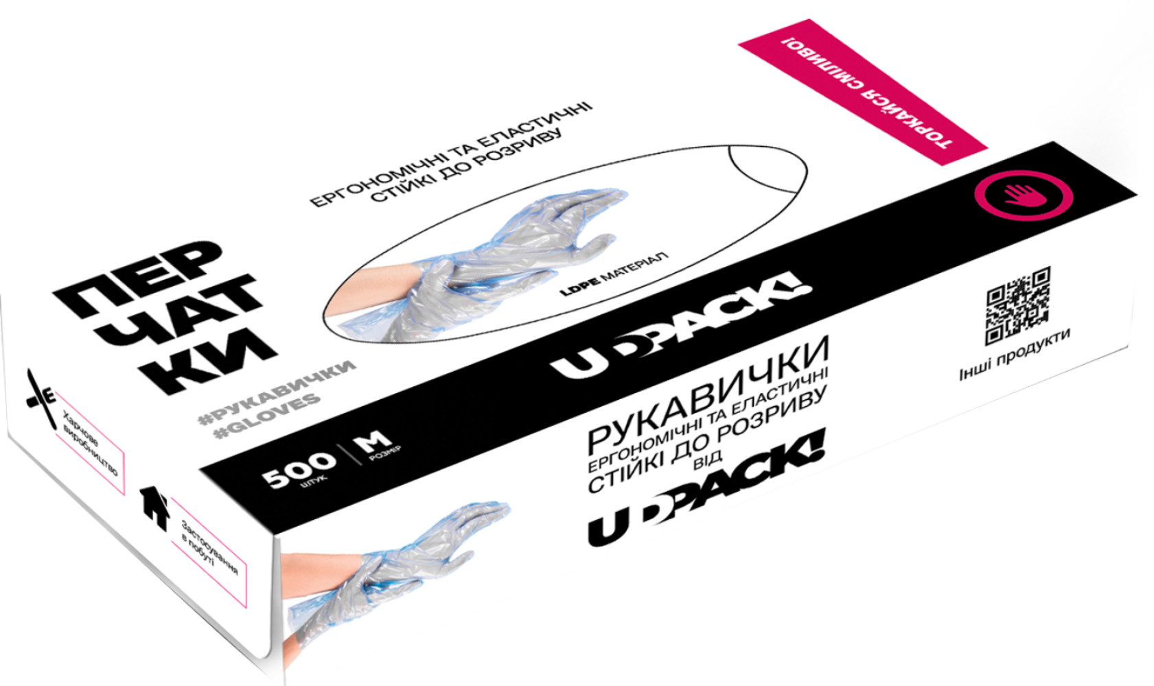 Перчатки одноразовые полиэтиленовые в картонном боксе синие 500 шт/уп (250 пар)