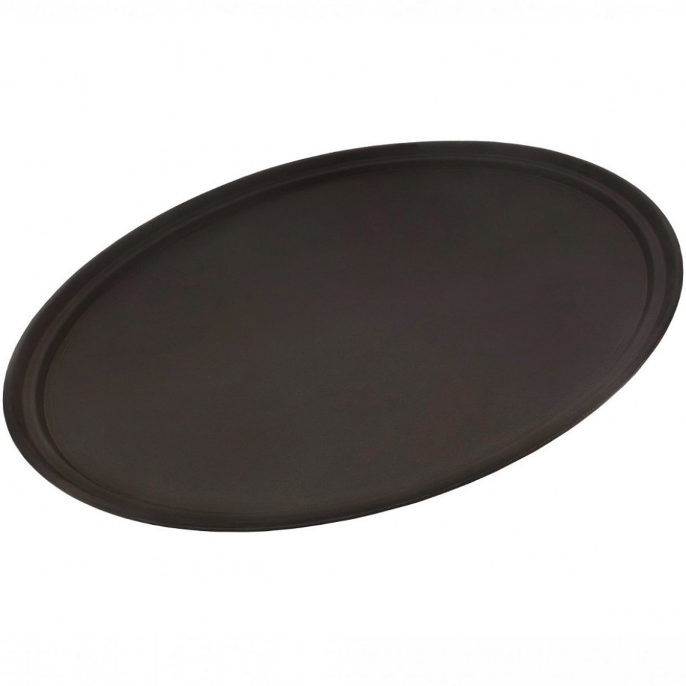 Поднос овальный с антискользящим покрытием коричневый 73,5х60х3 см