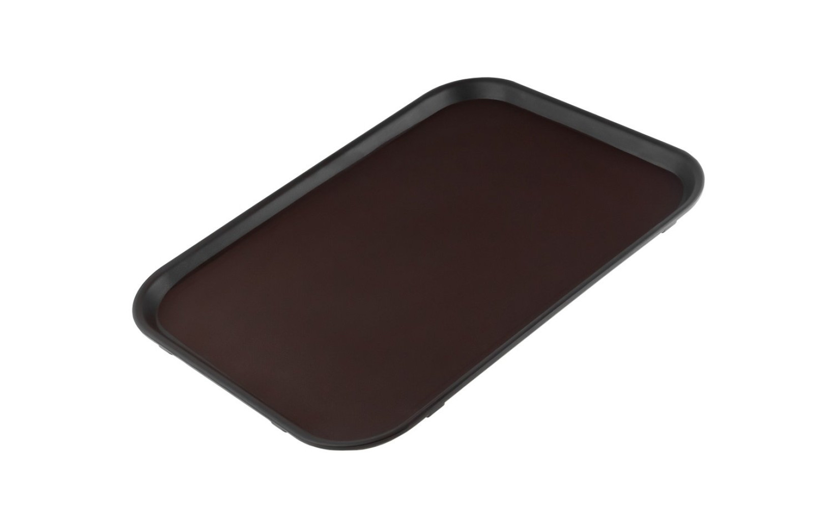 Поднос прямоугольный с антискользящим покрытием коричневый 41х30х2 см