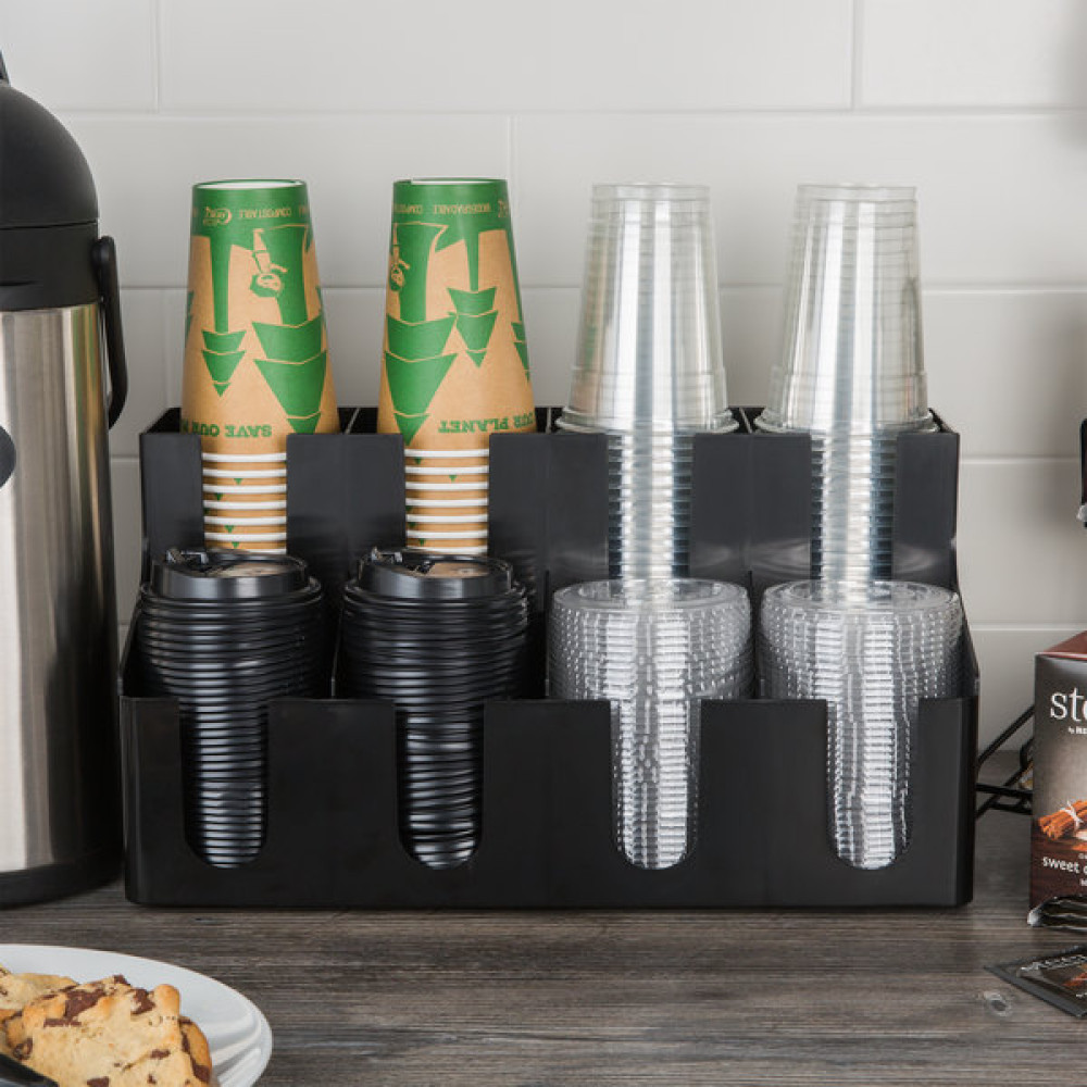 Органайзер для стаканов и крышек 8 ячеек черный 41х22х21 см