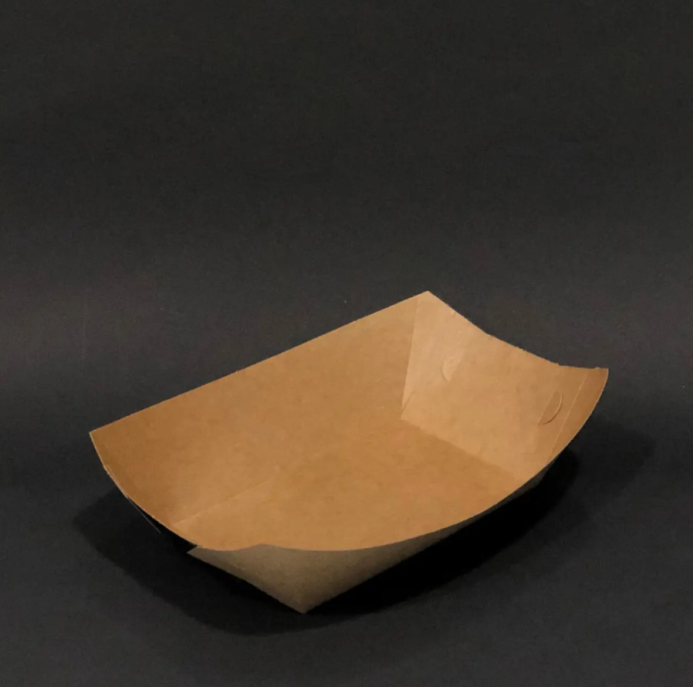 Тарелка лодочка бумажная крафт 215х145х50 мм 100 шт/уп