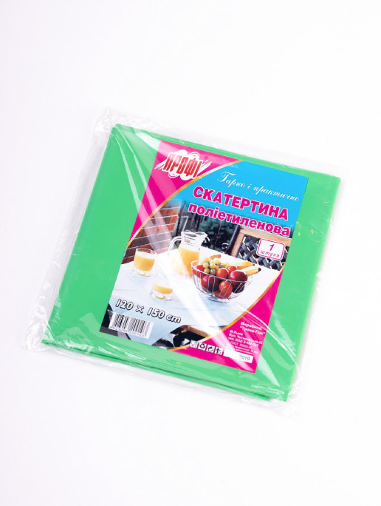Скатерть одноразовая Профі полиэтиленовая зеленая 150х120 см 1 шт