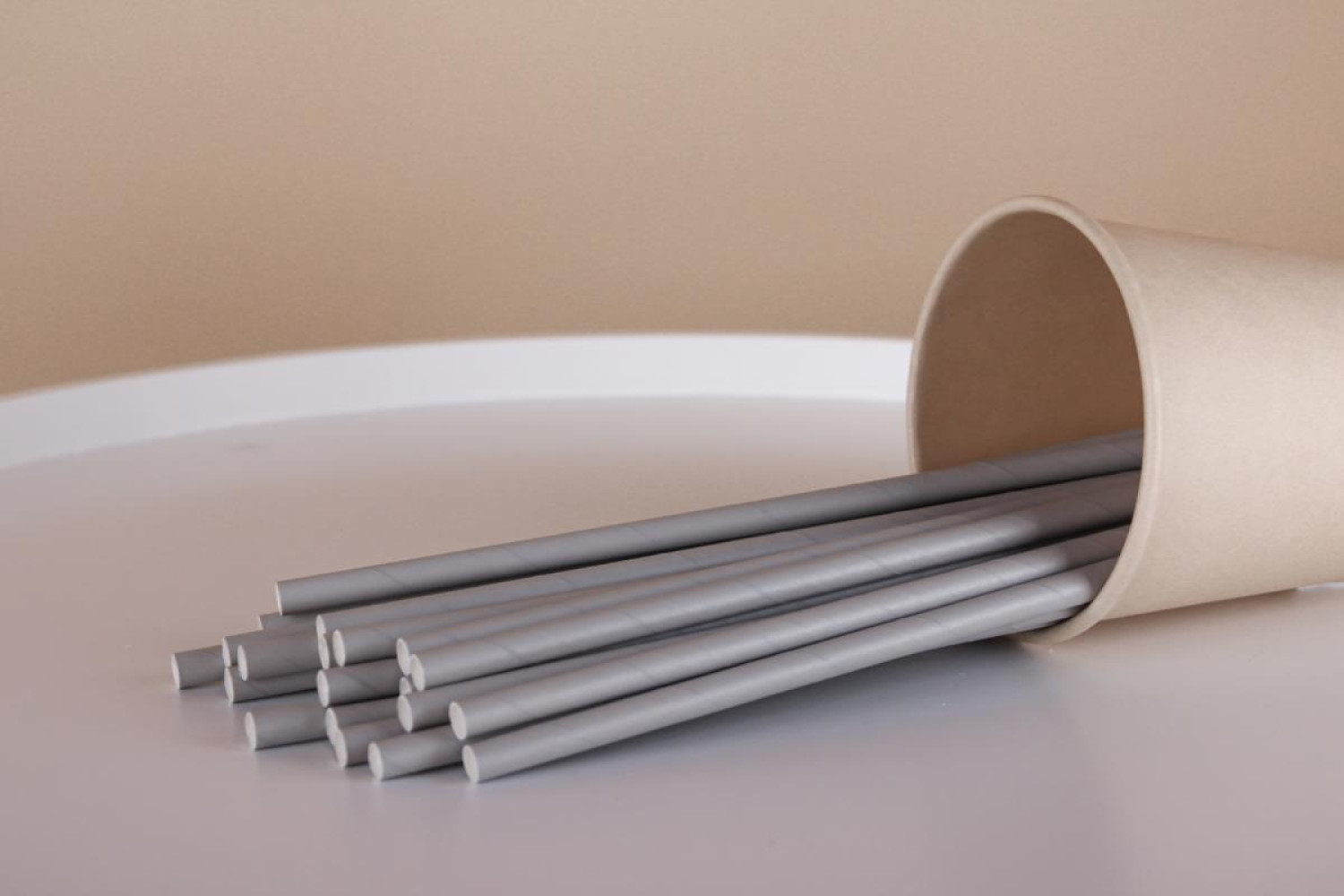 Трубочка бумажная прямая серая 200 мм d=6 мм 25 шт/уп