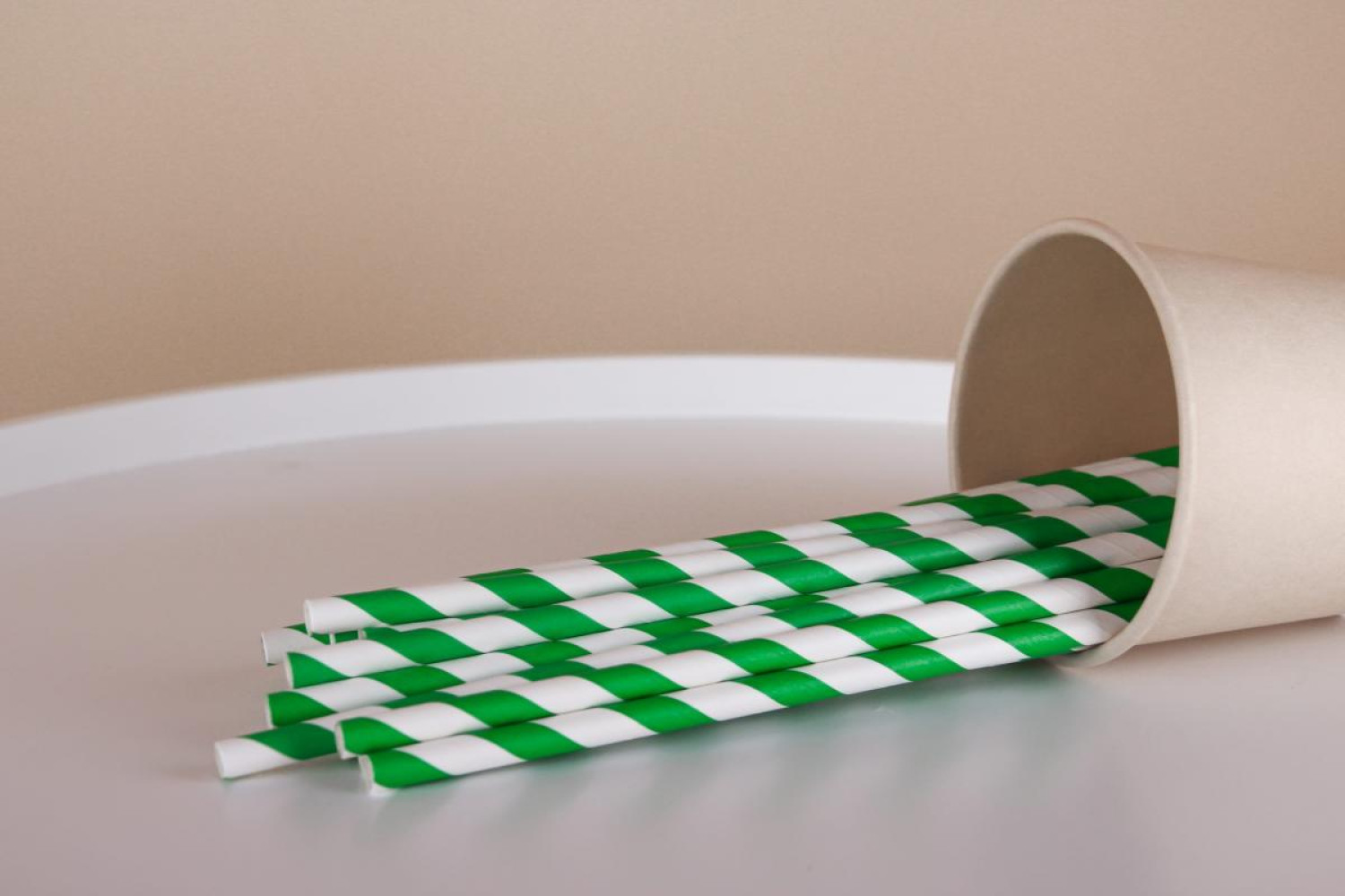 Трубочка бумажная прямая Витая бело-зеленая 200 мм d=6 мм 25 шт/уп