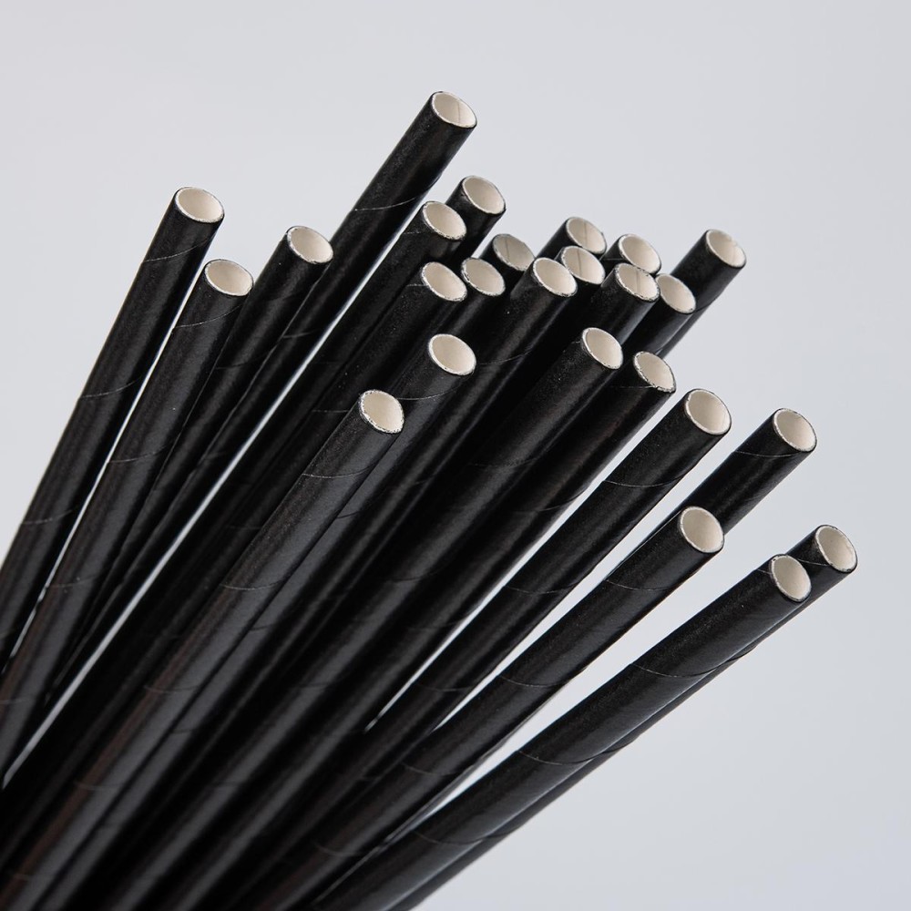 Трубочка бумажная прямая черная 200 мм d=6 мм 50 шт/уп