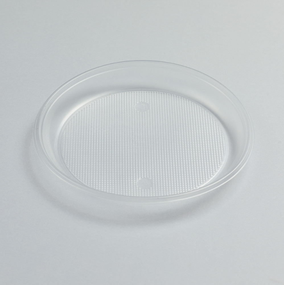 Тарелка десертная пластиковая круглая прозрачная 165 мм 50 шт/уп