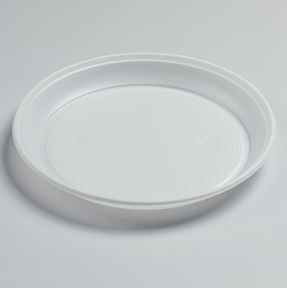 Тарелка столовая пластиковая круглая белая 205 мм 100 шт/уп