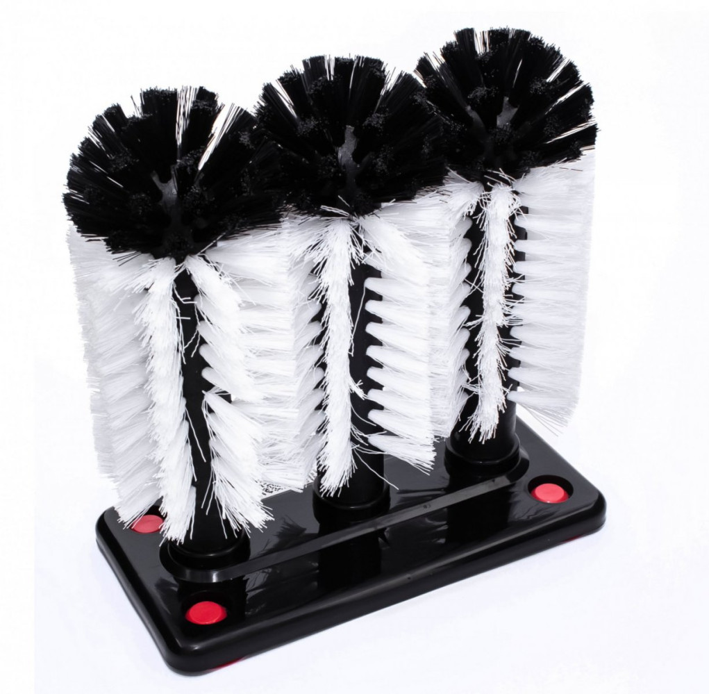 Щетка-ершик для мытья бокалов и стаканов тройная на присосках 18,5х8,5х19 см