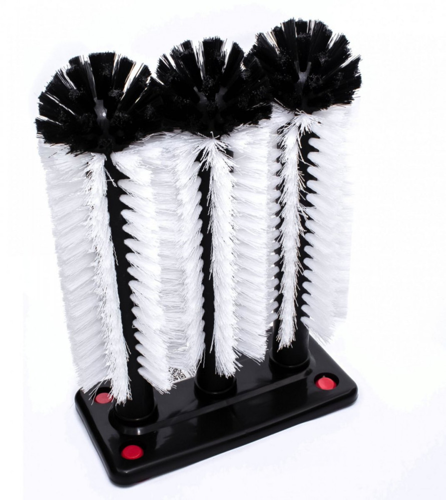 Щетка-ершик для мытья бокалов и стаканов тройная на присосках 18,5х8,5х25,5 см