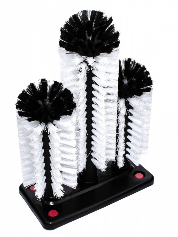 Щетка-ершик для мытья бокалов и стаканов тройная на присосках 18,5х8,5х25,5 см