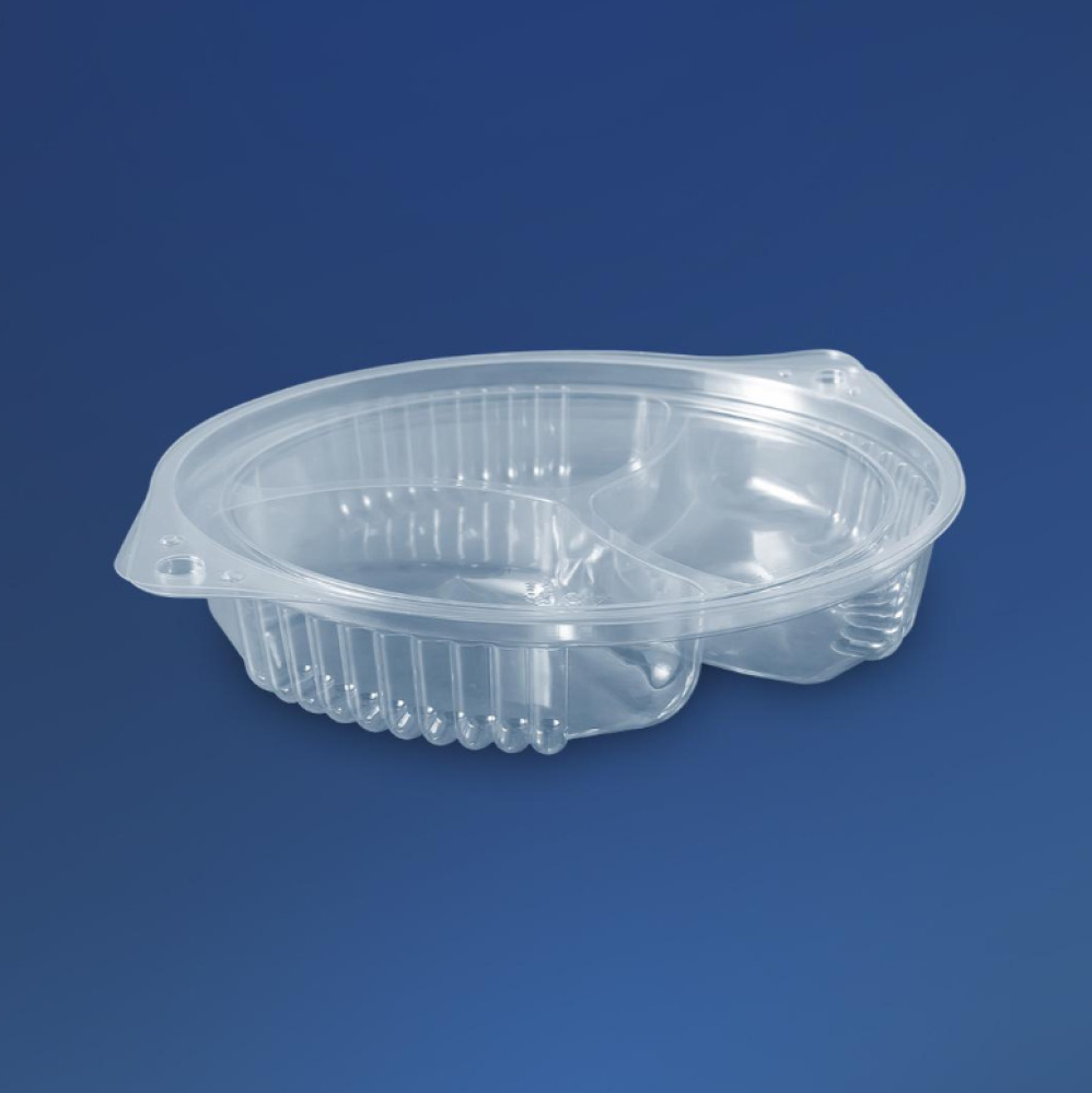 Контейнер пластиковый 3-х секционный ПС-481 прозрачный 500 мл 198х167х40 мм 450 шт/ящ